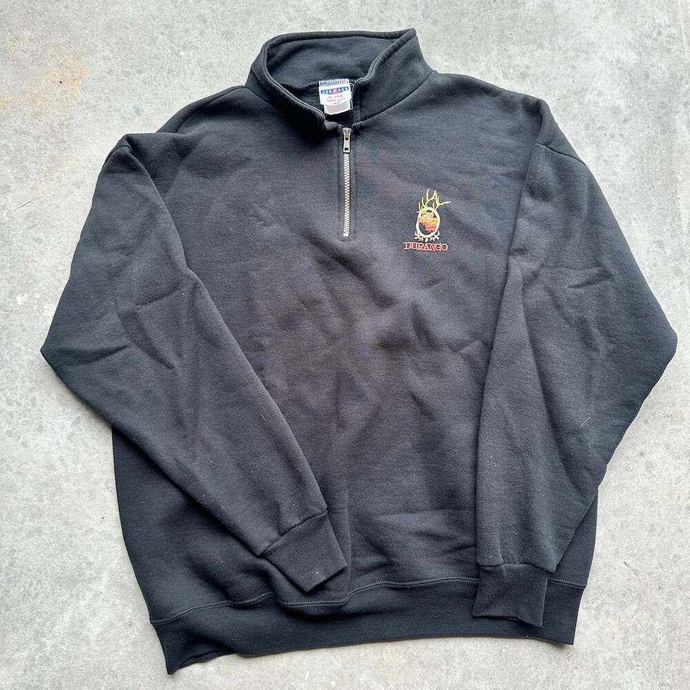 Vintage Jerzees Durango Elk Embroidered Quarter Zip Sweatshirt
